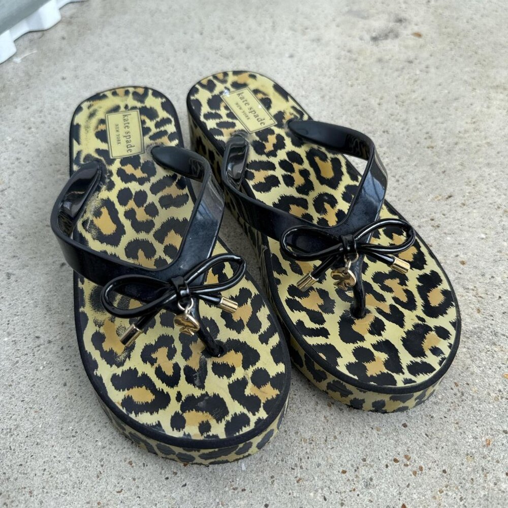 Leopard Print Platform Flip Flops - image 4